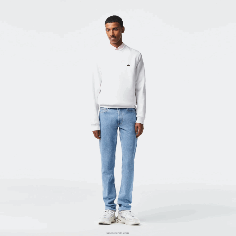 hombres Lacoste mku azul pantalones de mezclilla de algodón elástico slim fit N6XZ2418