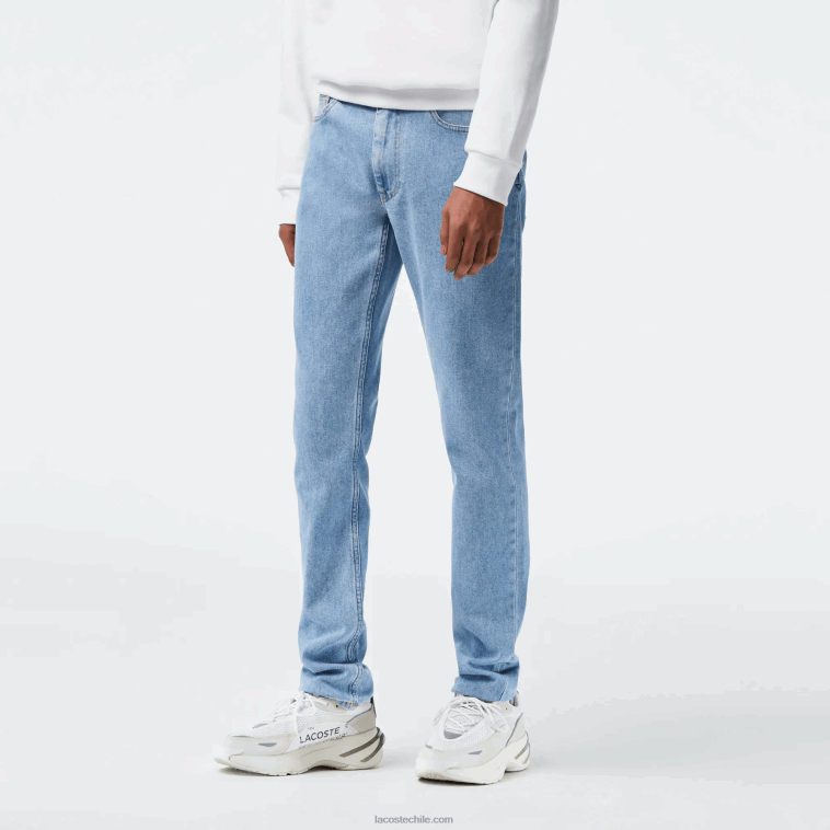 hombres Lacoste mku azul pantalones de mezclilla de algodón elástico slim fit N6XZ2418