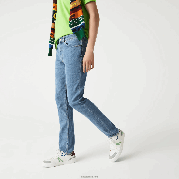 hombres Lacoste mku azul pantalones de mezclilla de algodón elástico slim fit N6XZ2418
