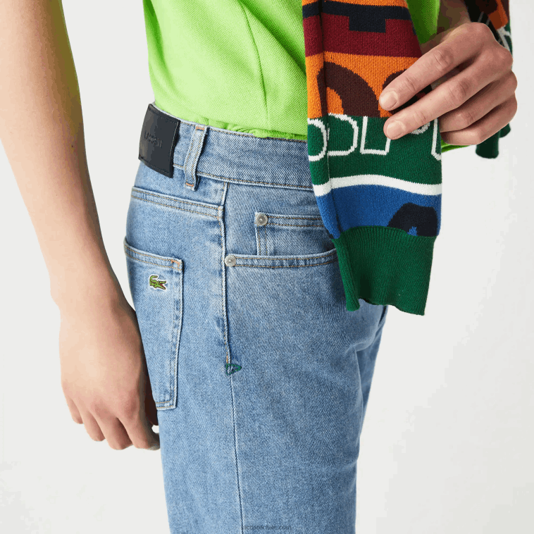 hombres Lacoste mku azul pantalones de mezclilla de algodón elástico slim fit N6XZ2418