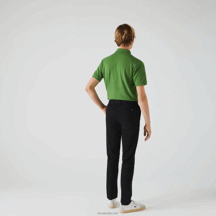 hombres Lacoste negro 031 pantalones slim fit de gabardina elástica N6XZ2548