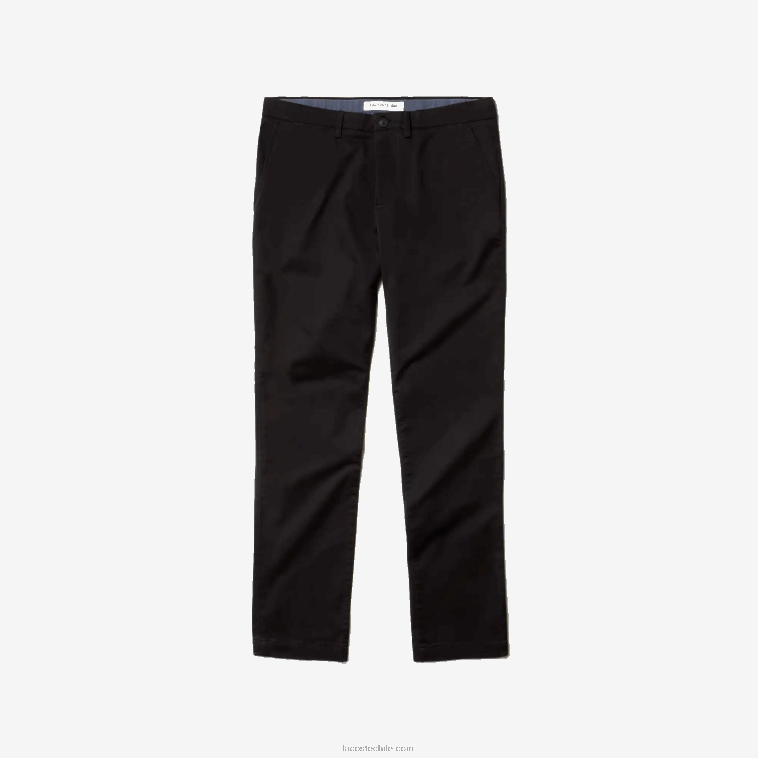 hombres Lacoste negro 031 pantalones slim fit de gabardina elástica N6XZ2548