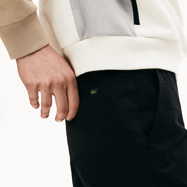 hombres Lacoste negro 031 pantalones slim fit de gabardina elástica N6XZ2548