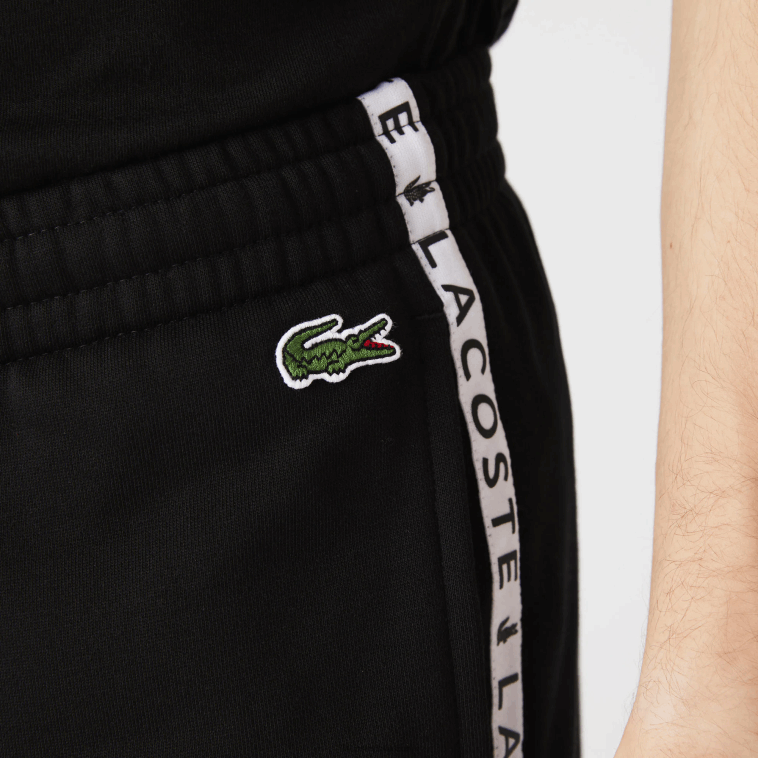 hombres Lacoste negro 8vm pantalones de chándal de vellón con bloques de color a rayas de la firma N6XZ21147