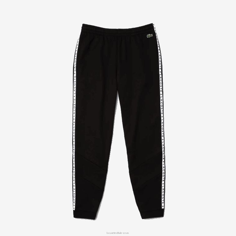 hombres Lacoste negro 8vm pantalones de chándal de vellón con bloques de color a rayas de la firma N6XZ21147
