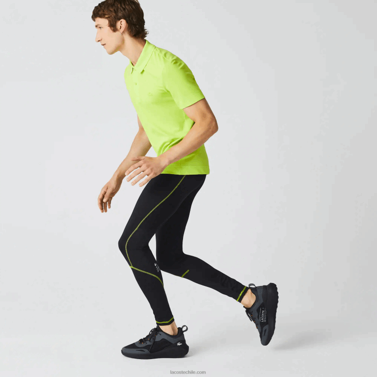 hombres Lacoste negro amarillo 60r leggins térmicos deportivos N6XZ21112