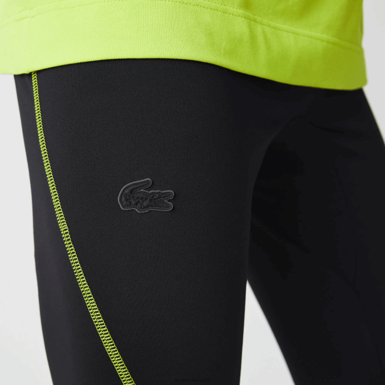 hombres Lacoste negro amarillo 60r leggins térmicos deportivos N6XZ21112