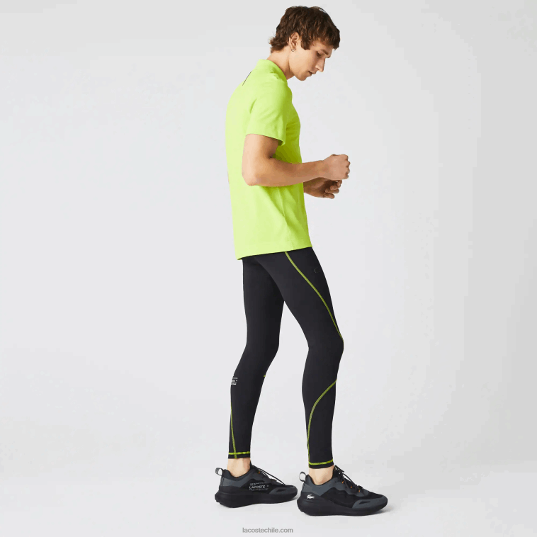 hombres Lacoste negro amarillo 60r leggins térmicos deportivos N6XZ21112