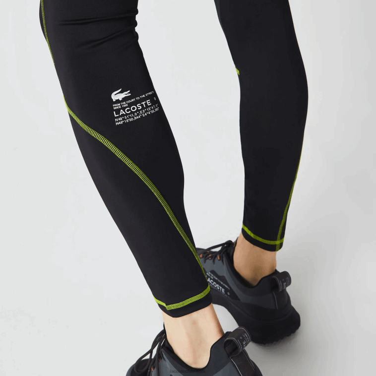 hombres Lacoste negro amarillo 60r leggins térmicos deportivos N6XZ21112