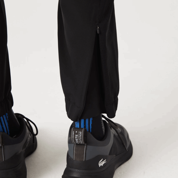 hombres Lacoste negro c31 pantalones deportivos con cremallera en la parte inferior N6XZ21091