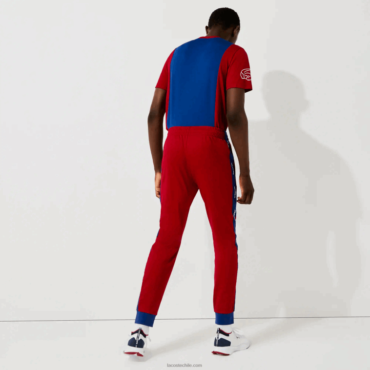 hombres Lacoste rojo azul blanco zt4 pantalones jogging sport piqué N6XZ21142