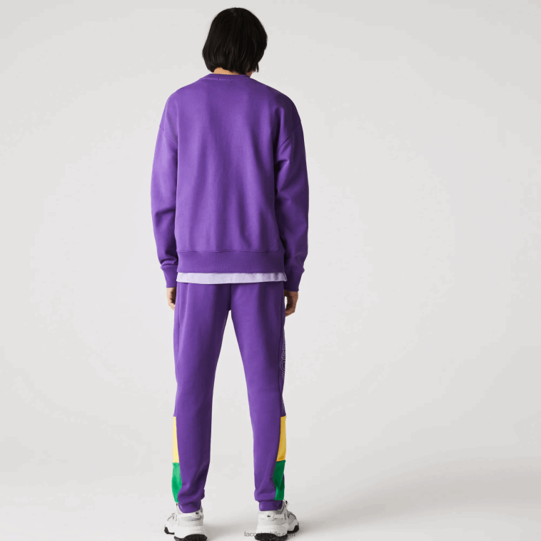 hombres Lacoste violeta amarillo verde 1cv pantalones de chándal de vellón con bloques de color de la marca N6XZ21107
