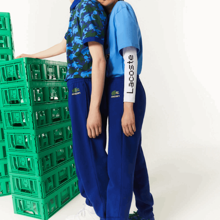 hombresbdm azul Pantalón jogging lacoste x minecraft en felpa de algodón orgánico N6XZ21174