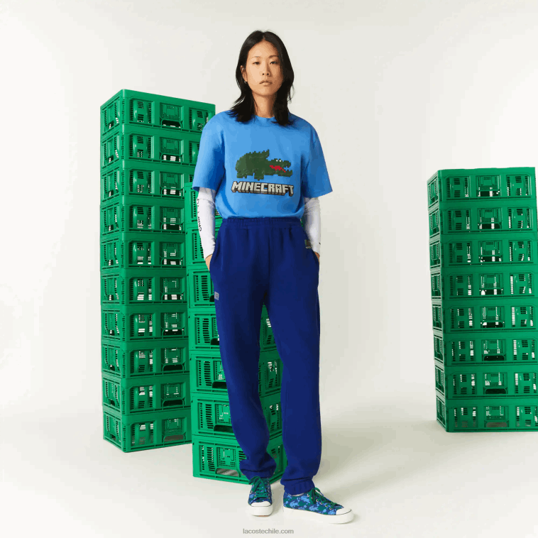 hombresbdm azul Pantalón jogging lacoste x minecraft en felpa de algodón orgánico N6XZ21174