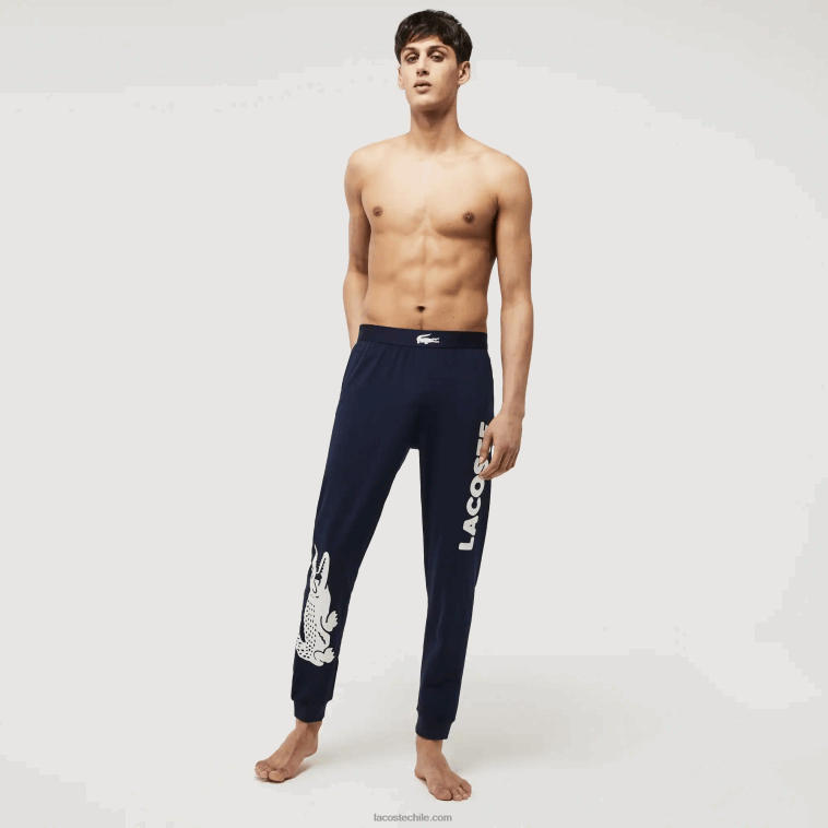 hombres Lacoste azul marino blanco 525 pantalones de pijama de algodón elástico con estampado de cocodrilo N6XZ21456 hombres Lacoste azul marino blanco 525 pantalones de pijama de algodón elástico con estampado de cocodrilo N6XZ21456