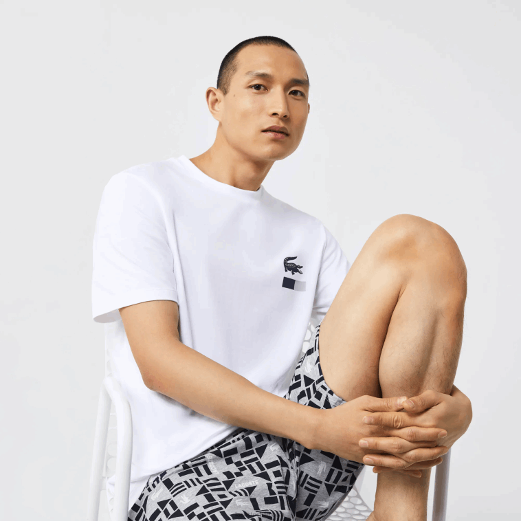 hombres Lacoste blanco azul marino gris chin 40s pijama con estampado gráfico N6XZ21511 hombres Lacoste blanco azul marino gris chin 40s pijama con estampado gráfico N6XZ21511