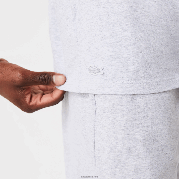 hombres Lacoste lomo gris cca camiseta pijama cuello redondo manga corta tricolor N6XZ21472