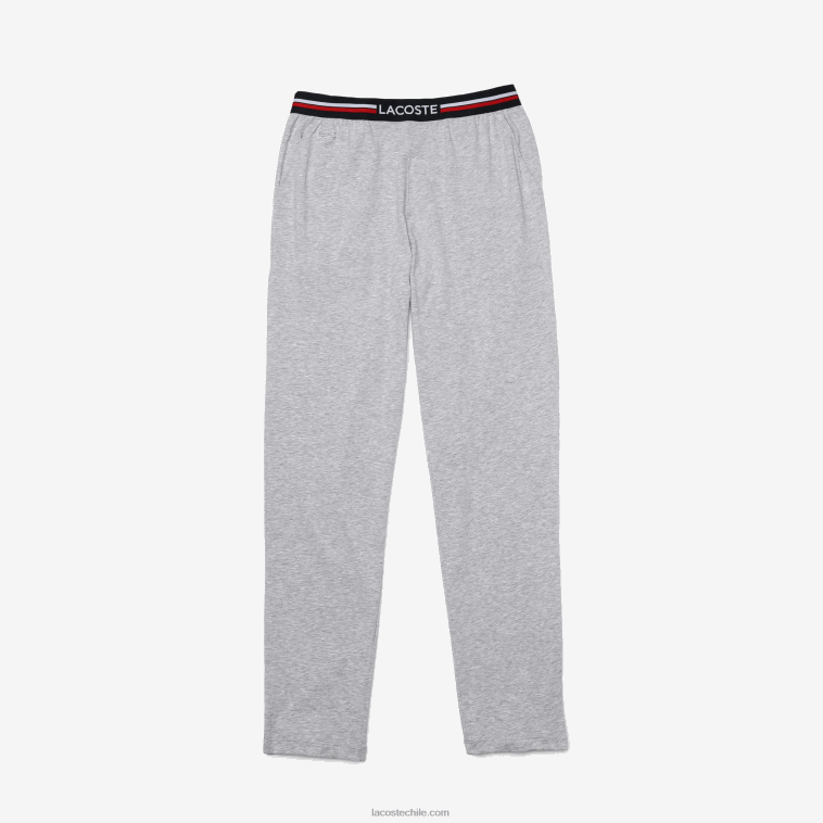 hombres Lacoste lomo gris cca pantalones de pijama de jersey con cinturilla tricolor N6XZ21403