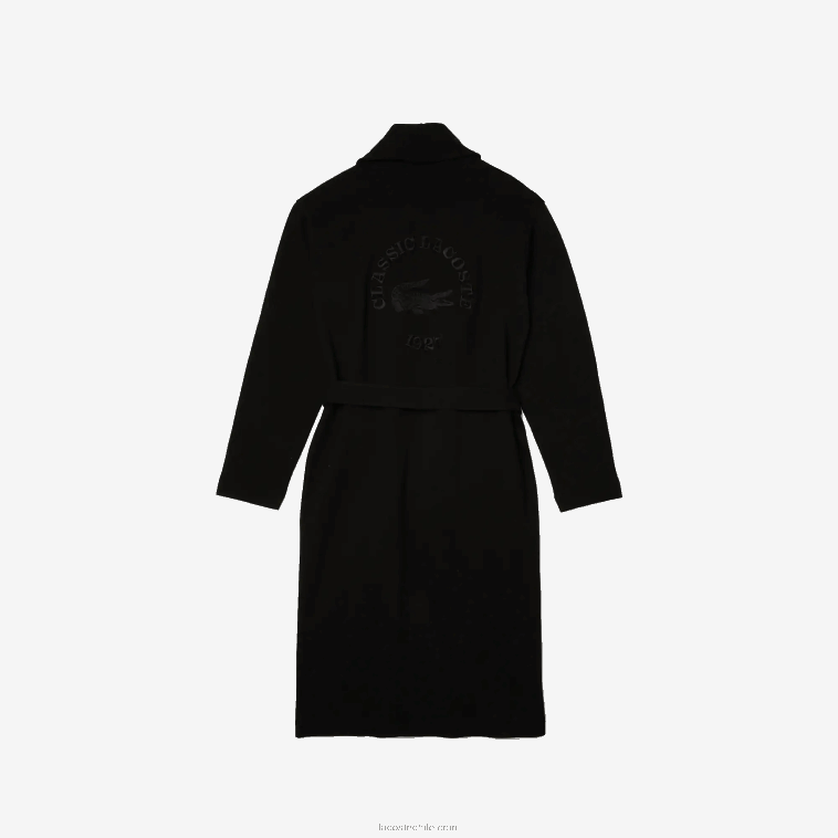 hombres Lacoste negro 031 albornoz largo de punto de algodón texturizado de ajuste holgado N6XZ21525