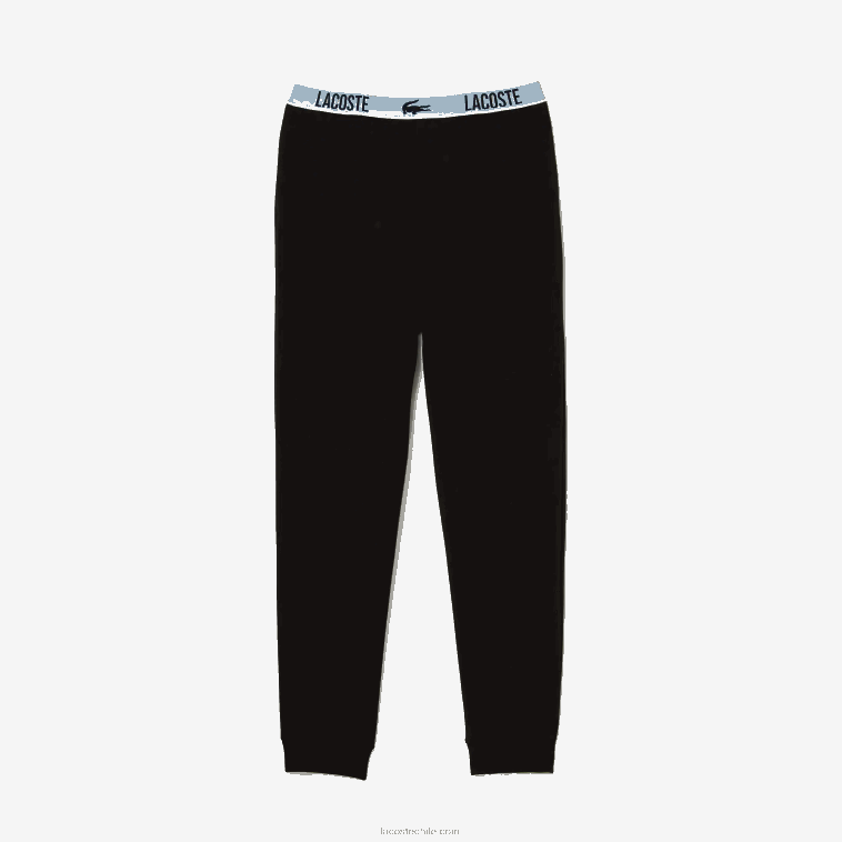 hombres Lacoste negro 031 pantalones de pijama con estampado de cocodrilo en la cintura N6XZ21523