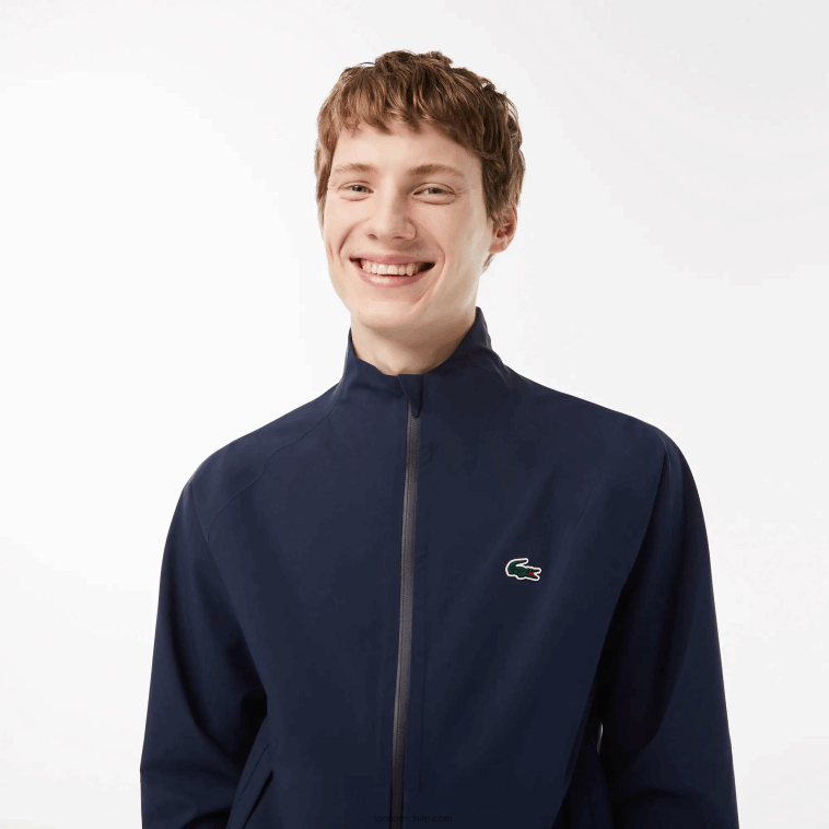 hombres Lacoste azul marino 423 cortavientos impermeable con cierre de cremallera de golf N6XZ2394