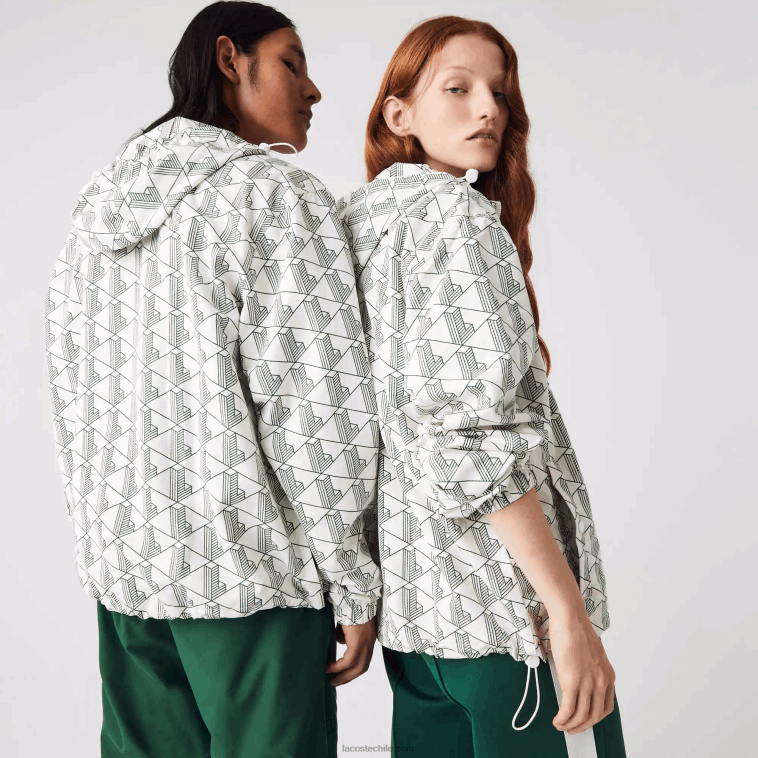 hombres Lacoste blanco verde pt2 cortavientos estilo jersey con monograma en vivo N6XZ21291