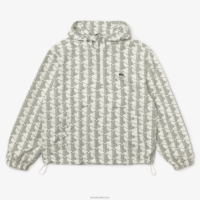 hombres Lacoste blanco verde pt2 cortavientos estilo jersey con monograma en vivo N6XZ21291