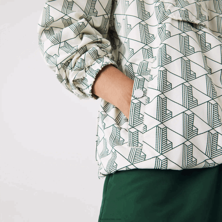 hombres Lacoste blanco verde pt2 cortavientos estilo jersey con monograma en vivo N6XZ21291