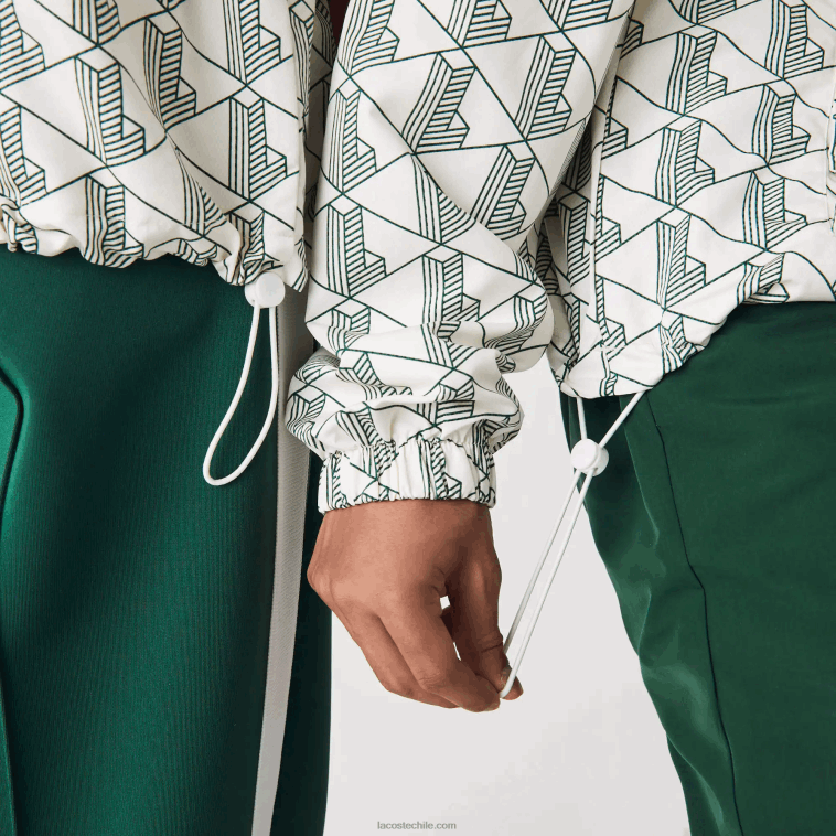 hombres Lacoste blanco verde pt2 cortavientos estilo jersey con monograma en vivo N6XZ21291