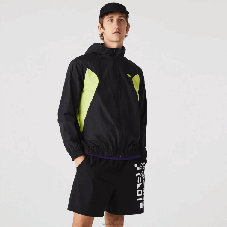 hombres Lacoste negro amarillo 60r rompevientos deportivo plegable N6XZ21254 hombres Lacoste negro amarillo 60r rompevientos deportivo plegable N6XZ21254
