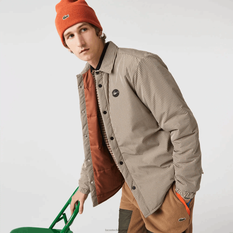 hombres Lacoste beige marino caqui verde 87e sobrecamisa repelente al agua con estampado de cuadros N6XZ21549 hombres Lacoste beige marino caqui verde 87e sobrecamisa repelente al agua con estampado de cuadros N6XZ21549