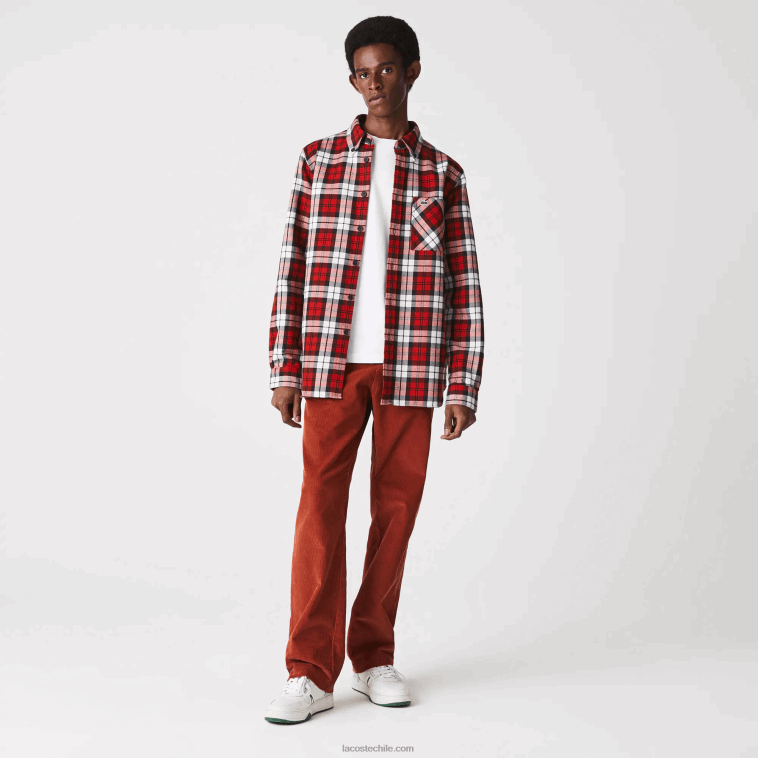 hombres Lacoste blanco rojo azul marino sxb sobrecamisa de franela gruesa de cuadros regular fit N6XZ21607 hombres Lacoste blanco rojo azul marino sxb sobrecamisa de franela gruesa de cuadros regular fit N6XZ21607