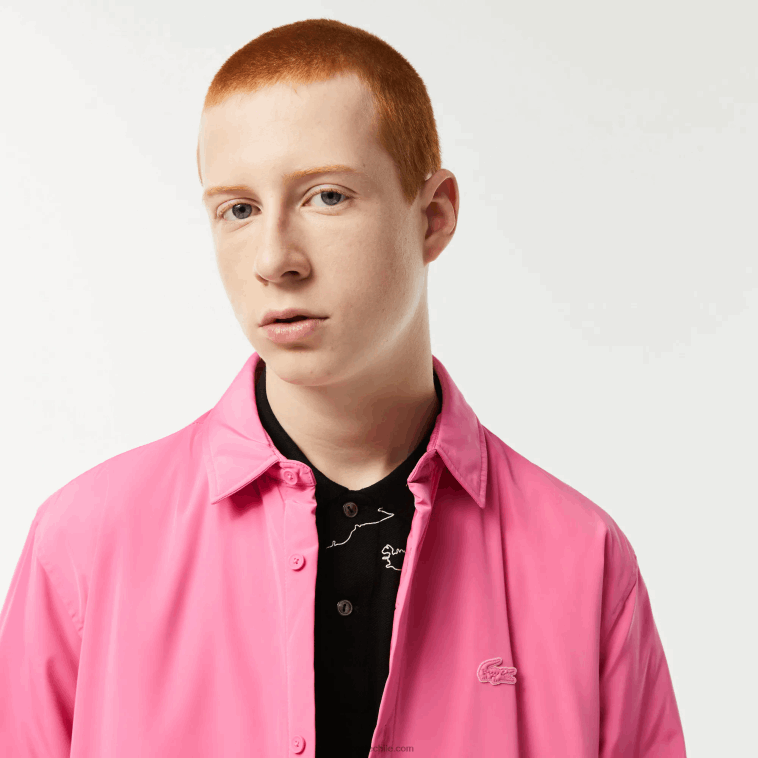 hombres Lacoste rosa 2r3 sobrecamisa repelente al agua N6XZ2498