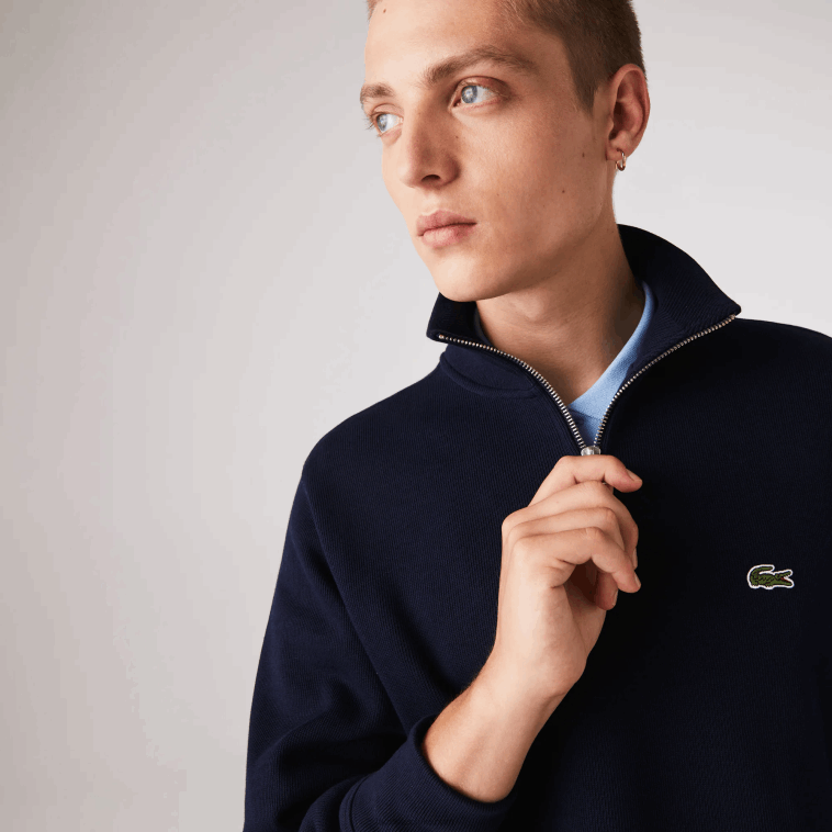 hombres Lacoste azul marino 166 sudadera con cremallera y cuello alto N6XZ2951