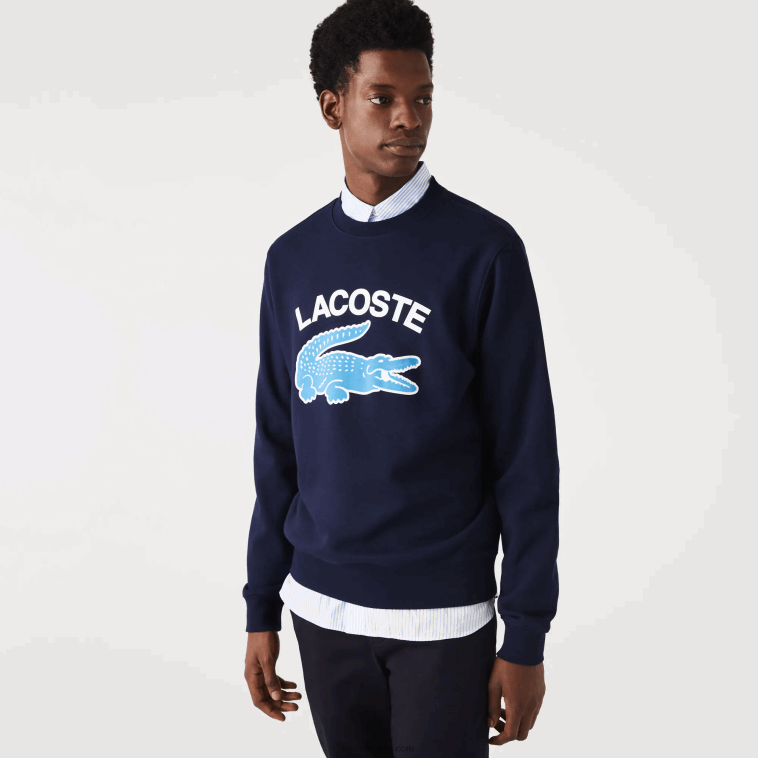 hombres Lacoste azul marino 166 sudadera con estampado de cocodrilo y cuello redondo N6XZ21029 hombres Lacoste azul marino 166 sudadera con estampado de cocodrilo y cuello redondo N6XZ21029