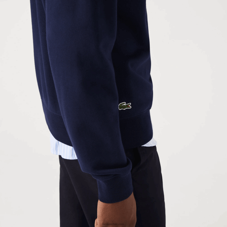 hombres Lacoste azul marino 166 sudadera con estampado de cocodrilo y cuello redondo N6XZ21029