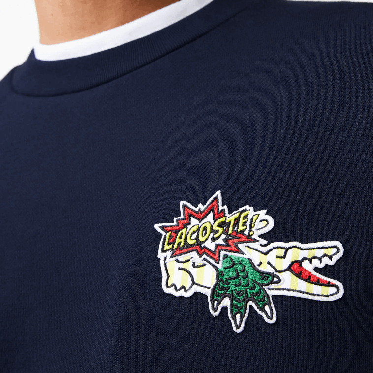 hombres Lacoste azul marino 166 sudadera con insignia de algodón orgánico N6XZ2988