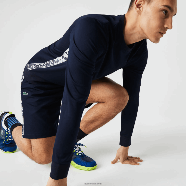 hombres Lacoste azul marino 166 sudadera de tenis con estampado deportivo N6XZ21055