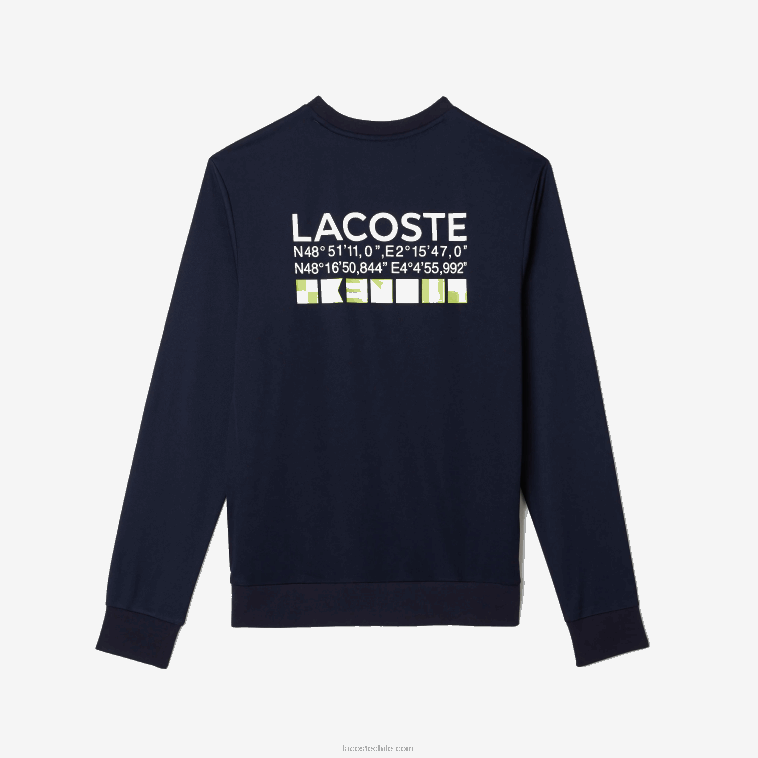 hombres Lacoste azul marino 166 sudadera de tenis con estampado deportivo N6XZ21055