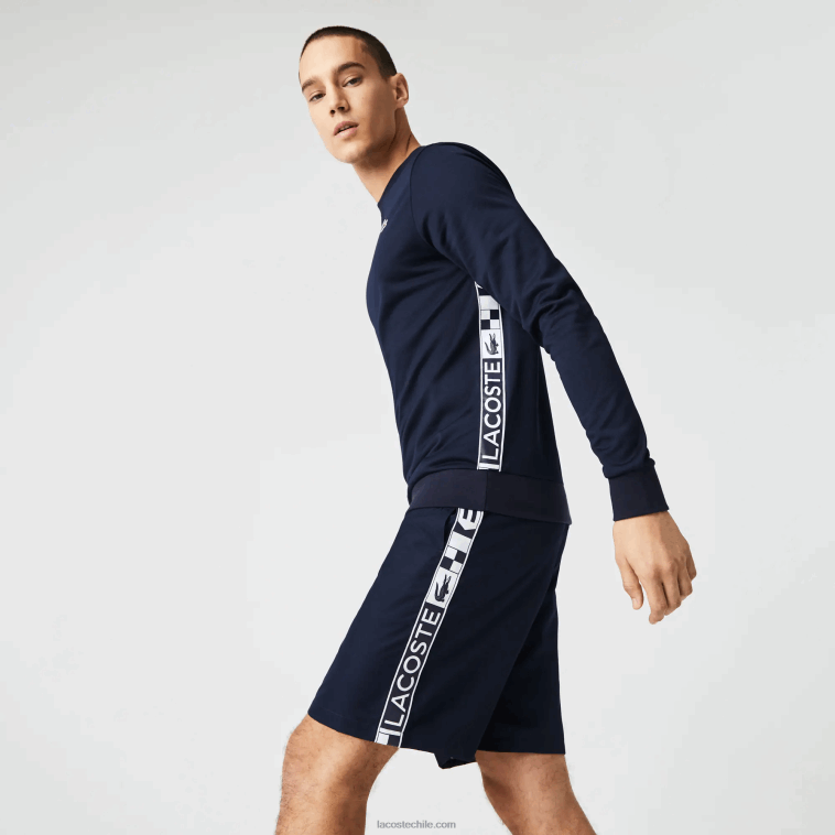 hombres Lacoste azul marino 166 sudadera de tenis con estampado deportivo N6XZ21055