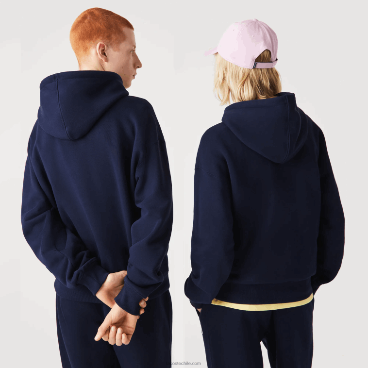 hombres Lacoste azul marino 166 sudadera holgada de algodón orgánico con capucha N6XZ2366