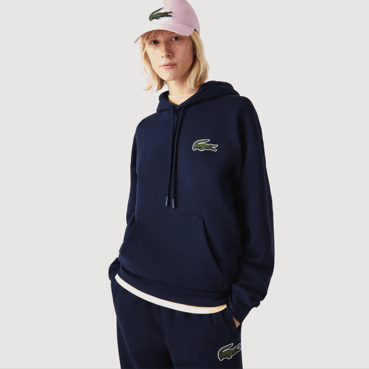 hombres Lacoste azul marino 166 sudadera holgada de algodón orgánico con capucha N6XZ2366