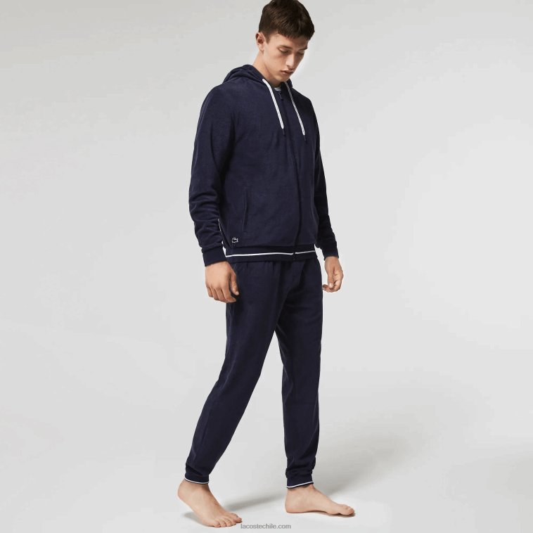 hombres Lacoste azul marino 166 sudadera lounge de felpa con cremallera N6XZ21276