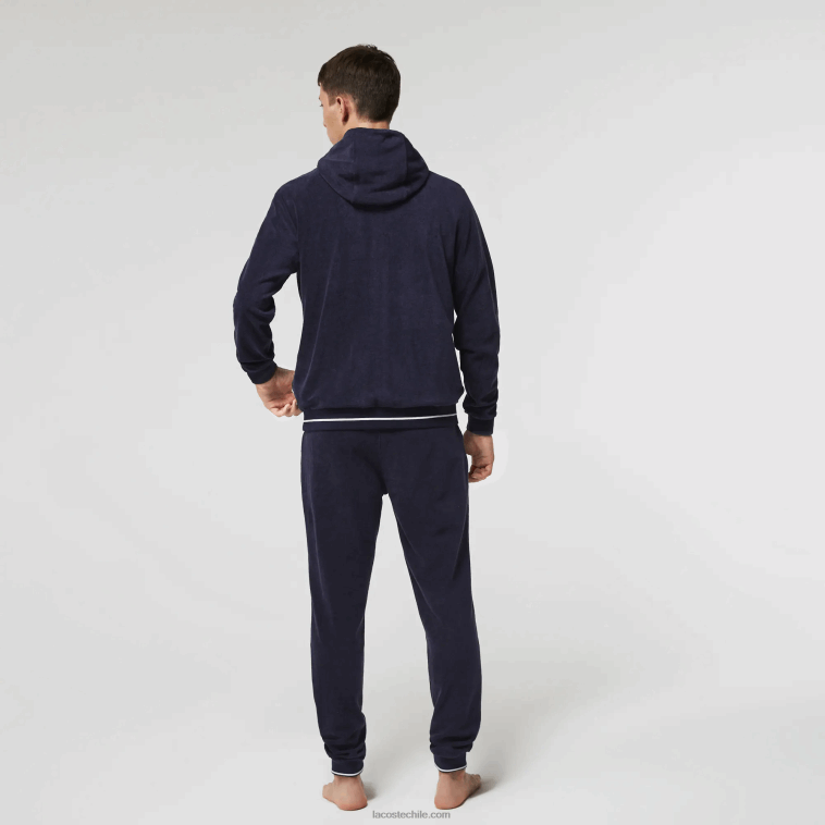 hombres Lacoste azul marino 166 sudadera lounge de felpa con cremallera N6XZ21276
