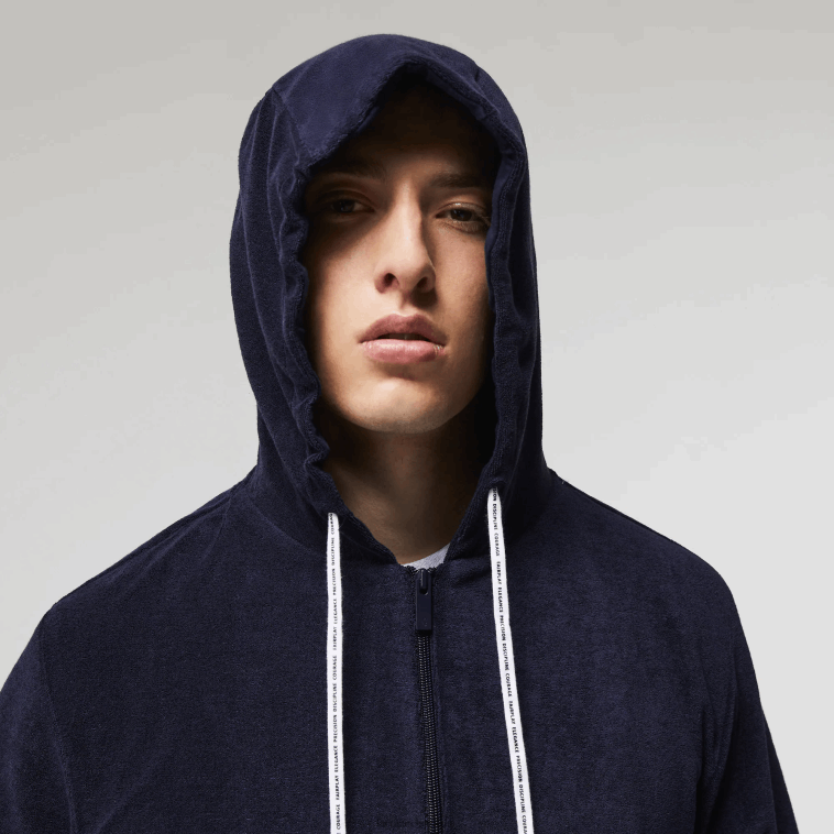 hombres Lacoste azul marino 166 sudadera lounge de felpa con cremallera N6XZ21276