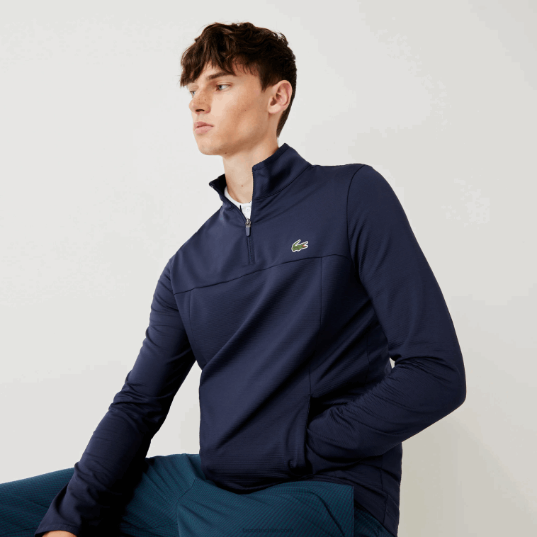 hombres Lacoste azul marino 166 sudadera sport stretch con cremallera en el cuello N6XZ2980