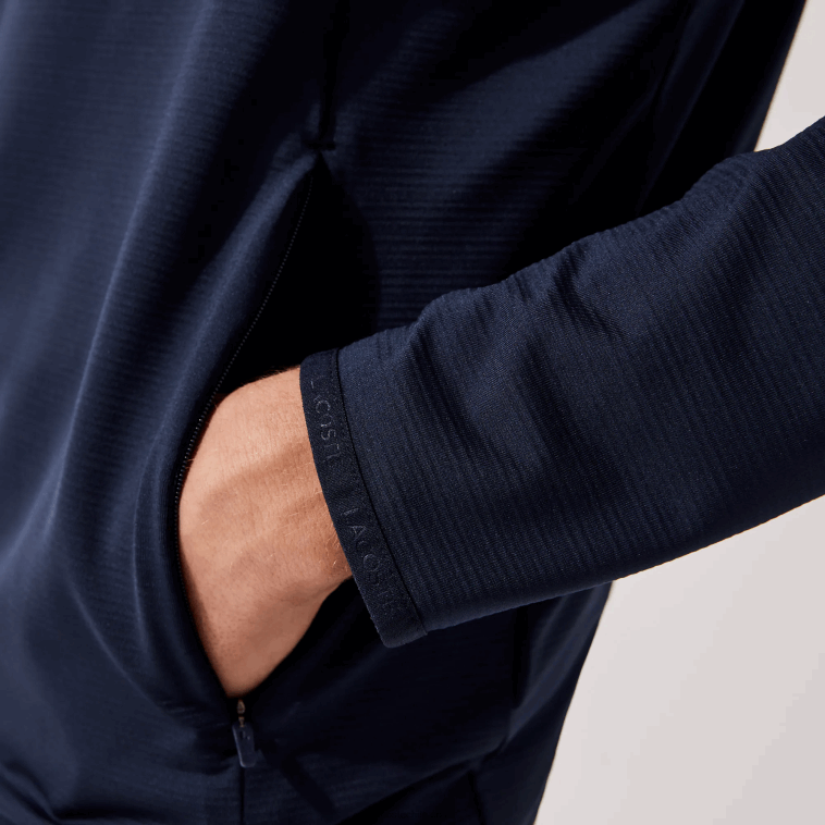 hombres Lacoste azul marino 166 sudadera sport stretch con cremallera en el cuello N6XZ2980