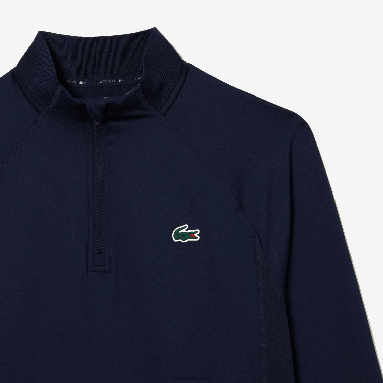 hombres Lacoste azul marino 423 sudadera de golf con cuello redondo insertado N6XZ2313