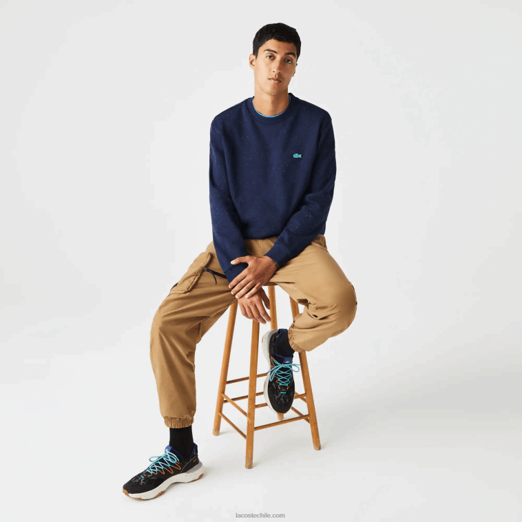 hombres Lacoste azul marino 7cg sudadera de corte clásico con estampado moteado N6XZ2965