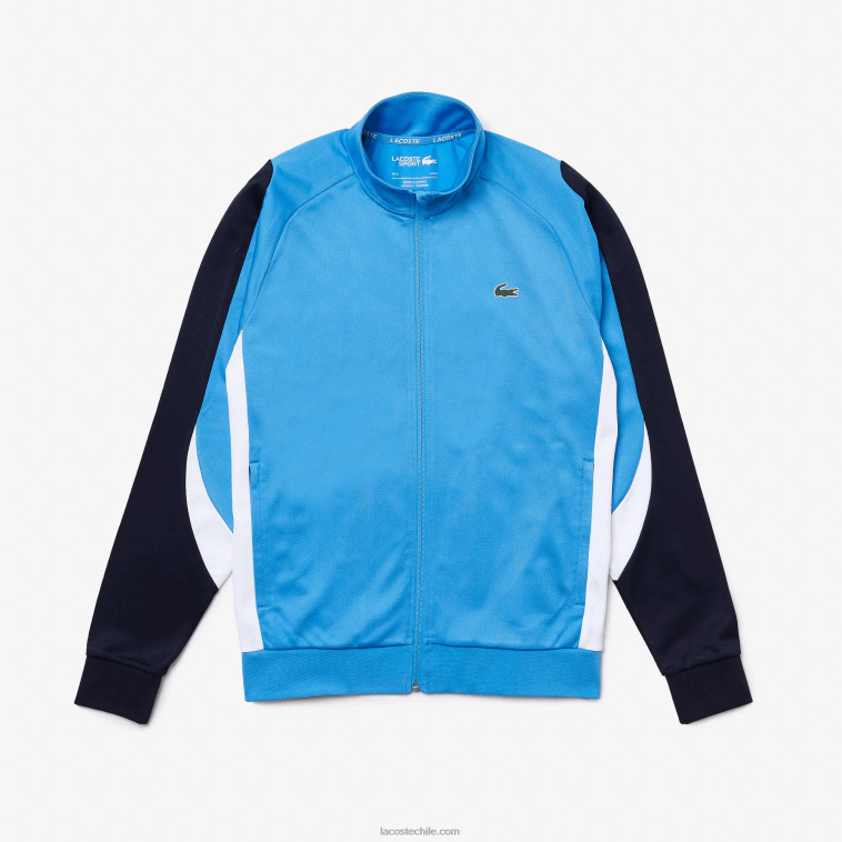 hombres Lacoste azul marino blanco 5x7 sudadera sport classic fit tenis con cremallera N6XZ2976